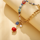 Golden Heart Mosaic Necklace