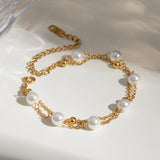 Lumière Dual Chain Pearl Bracelet