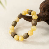 Qi Nan Agarwood & Resin-yellow Calcite Beaded Bracelet