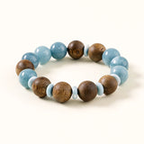 Aquamarine & Coconut Wood Harmony Bracelet