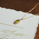 Olive Glow Crystal Pendant Necklace