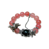 Strawberry Quartz and Black Obsidian Bracelet