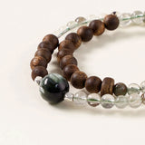 Green Hair Quartz & Wood Protection Bracelet Set