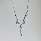 "Blooming Vines" Blue Floral Y Necklace