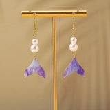 Mermaid Tail Pearl Drop Earrings