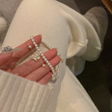 Elegant Pearl & Camellia Flower Bracelet
