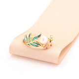 Green Leaf &amp; Blossom Pearl Ring