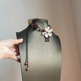 Handcrafted Boho Rattan Flower Necklace
