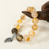 Qi Nan Agarwood & Yellow Dendritic Quartz Beaded Bracelet