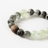 Green Phantom Prehnite Bracelet with Agarwood Barrel Bead