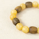 Qi Nan Agarwood & Resin-yellow Calcite Beaded Bracelet