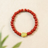 Natural Cinnabar & Jade Beaded Bracelet
