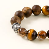 Golden Tiger Eye, Kyara Agarwood Resin Flower Quartz Bracelet