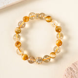 Golden Tiger Eye &amp; Citrine Energy Bracelet with Silver-Plated Accent