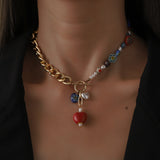 Golden Heart Mosaic Necklace
