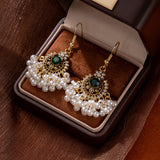 Emerald Pearl Dangle Earrings