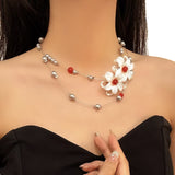 Double Flower Beaded Necklace
