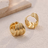 Golden Ripple Hoop Earrings