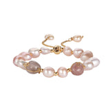 Elegant Pearl Strawberry Quartz Bracelet
