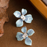 Blue Orchid Flower Earrings