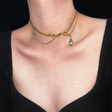Emerald Serpent Charm Necklace