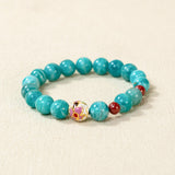 Natural Amazonite & Cinnabar Beaded Bracelet