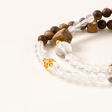 Kyara Agarwood &amp; Clear Quartz Double-Strand Bracelet
