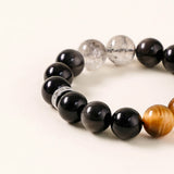 Silver Sheen Obsidian, Tiger Eye & Astrophyllite Energy Bracelet