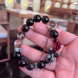 Obsidian Rose Butterfly Crystal Bracelet