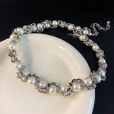 Twisted Elegance Pearl Chain Necklace