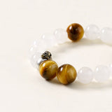 Monkey Zodiac Charm Bracelet – Tiger Eye & Quartz for Vitality