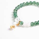 Green Strawberry Crystal & Jade Gourd Bracelet