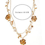 Golden Rose Vine Pearl Necklace