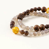 Smoky Agate & Wood Grounding Bracelet Set