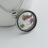 Pressed Flower Glass Locket Necklace