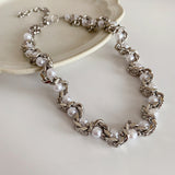 Twisted Elegance Pearl Chain Necklace