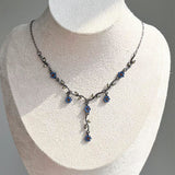 "Blooming Vines" Blue Floral Y Necklace
