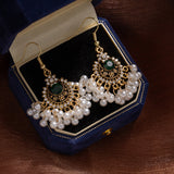 Emerald Pearl Dangle Earrings
