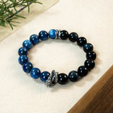  Blue Kyanite Tiger's Eye Crystal with Dragon Guardian Bracelet