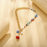 Golden Heart Mosaic Necklace