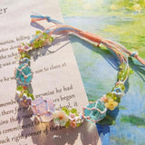 Handcrafted Raw Crystal & Flower Beaded Bracelet