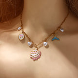 Mermaid Charm Pearl Necklace