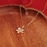 Golden Lotus Pendant Necklace
