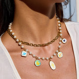 Celestial Pearl Charm Necklace