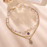 Hamsa & Pearl Harmony Layered Necklace