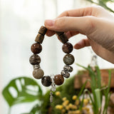Qi Nan Agarwood & Multi-colored Phantom Quartz Beaded Bracelet