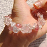 Raw Rose Quartz Macrame Bracelet