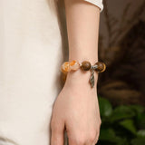 Qi Nan Agarwood & Yellow Dendritic Quartz Beaded Bracelet