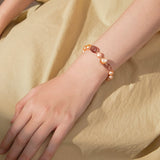 Elegant Pearl Strawberry Quartz Bracelet