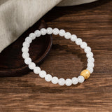 White Jade Mantra Bead Bracelet